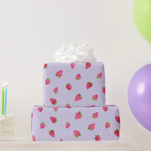 Strawberry on Peri winkle Wrapping Paper (Party Gifts)