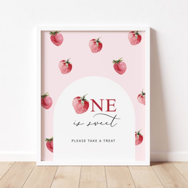 Strawberry one is sweet take a treat birthday poster (Creator Uploaded)