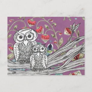 Strawberry Owls Postcard