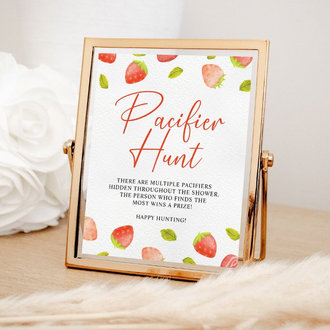 Strawberry Pacifier Hunt Berry Sweet Baby Shower Poster (Creator Uploaded)