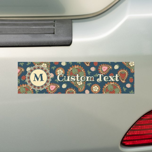Strawberry Paisley Pattern Bumper Sticker (On Car)