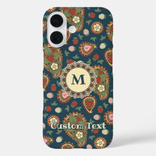 Strawberry Paisley Pattern iPhone 16 Case
