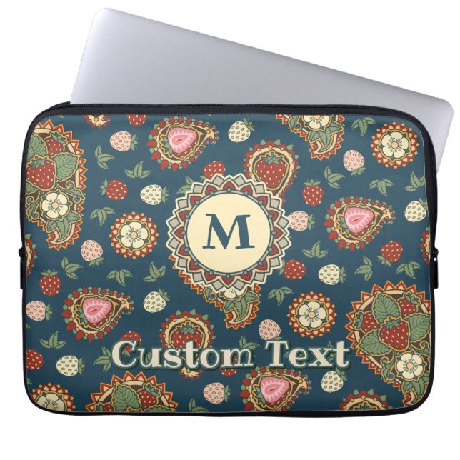 Strawberry Paisley Pattern Laptop Sleeve (Front)
