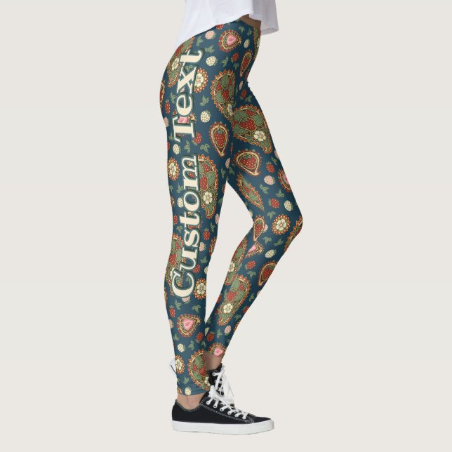 Strawberry Paisley Pattern Leggings (Right)