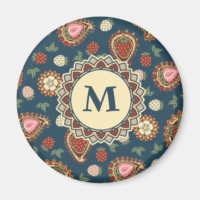 Strawberry Paisley Pattern Magnet (Front)