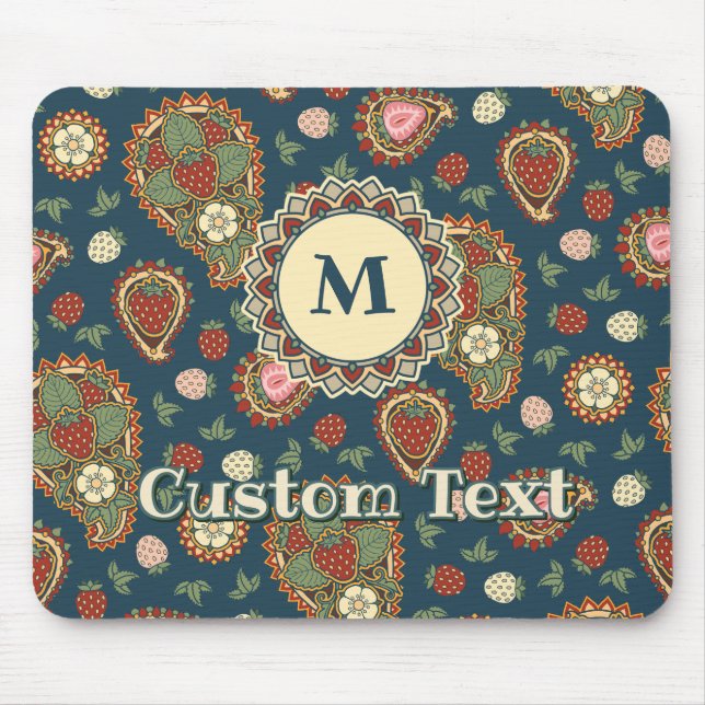 Strawberry Paisley Pattern Mouse Pad (Front)