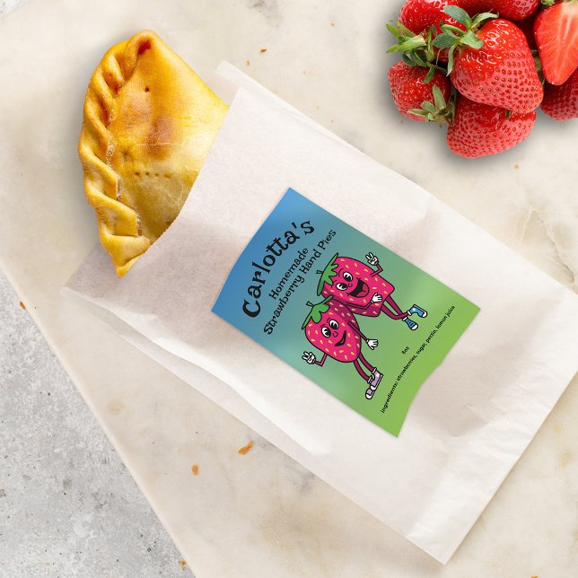 Strawberry Pals Funny Cartoon Jam Pie and More Food Label (Creator Uploaded)
