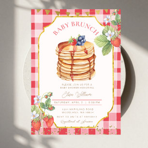 Strawberry Pancake Baby Shower Brunch Invitation