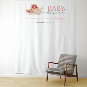 Strawberry Pancake Brunch Baby Shower Backdrop Tapestry