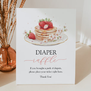 Strawberry Pancake Brunch Diaper Raffle Poster Pedestal Sign