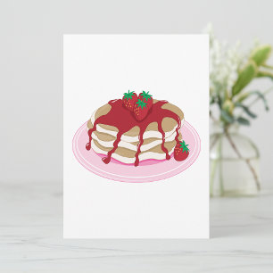 Strawberry Pancakes Sweet Breakfast Food Invitation