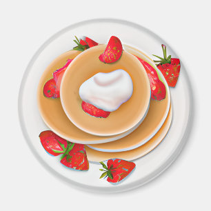 Strawberry Pancakes with Syrup Food Magnet