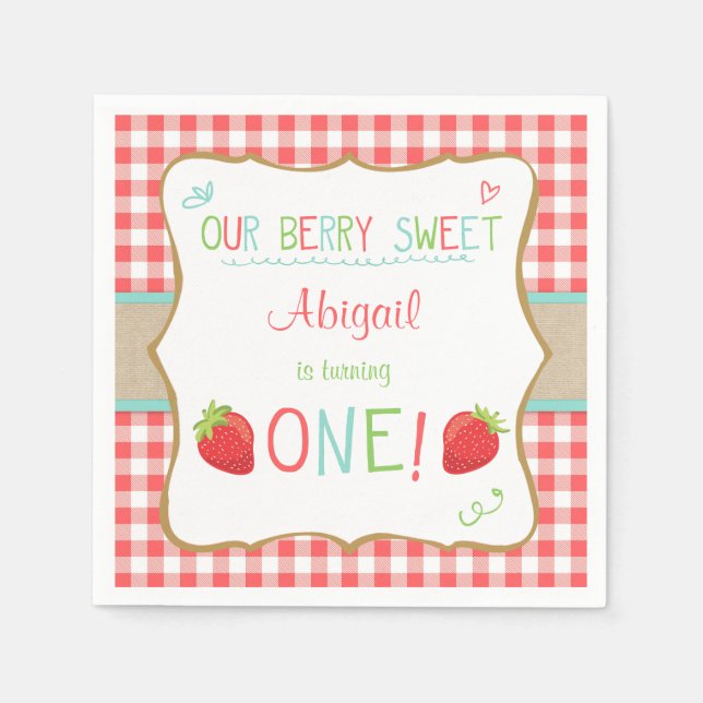 Strawberry Paper Napkins Summer fruit Picnic (Front)
