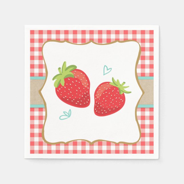 Strawberry Paper Napkins Summer fruit Picnic (Front)