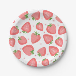 Strawberry Paper Plates Berry First Birthday