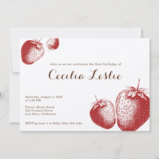 Strawberry Party Invitation (Front)
