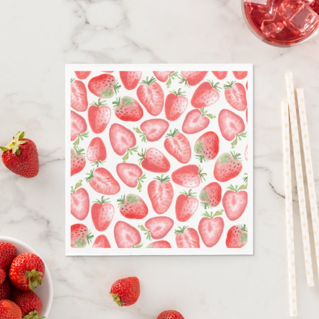 Strawberry Party Napkins | Strawberry Birthday (Insitu)