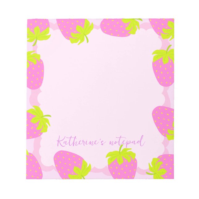 Strawberry Pastel Pink Notepad (Front)