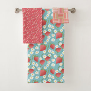 Strawberry Patch blue skies Bath Towel Set