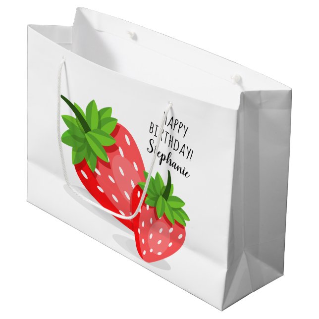 Strawberry Patch Large Gift Bag (Front Angled)
