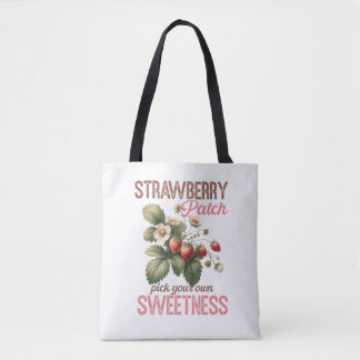 Strawberry Patch Vintage Strawberry Fruits Design Tote Bag