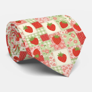 Strawberry Patchwork Picnic (4) Tie