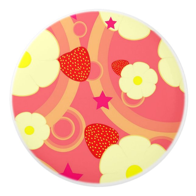 Strawberry Pattern 2 Ceramic Knob (Front)