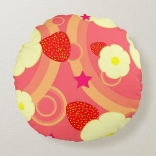 Strawberry Pattern 2 Round Cushion