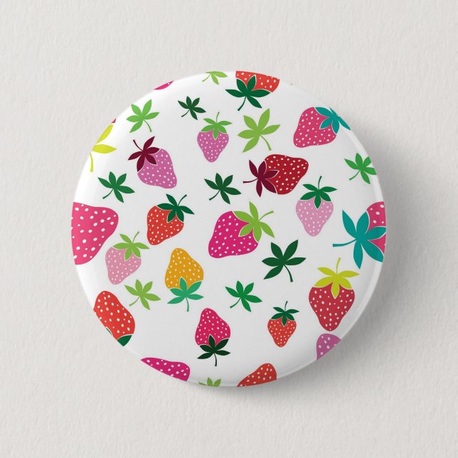 Strawberry pattern 6 cm round badge (Front)