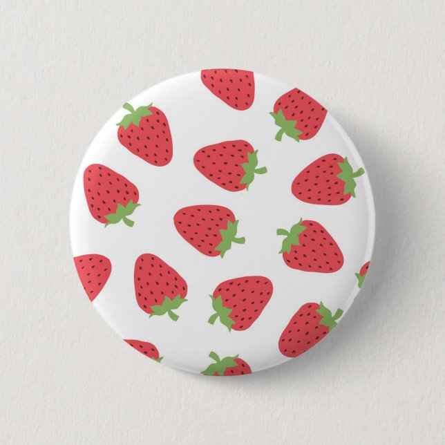 Strawberry pattern 6 cm round badge (Front)