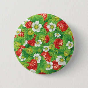Strawberry pattern 6 cm round badge