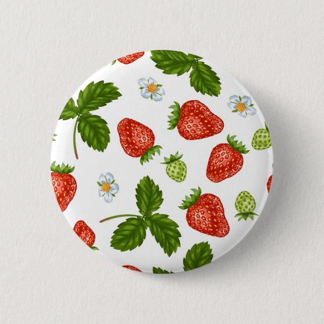 Strawberry pattern 6 cm round badge (Front)