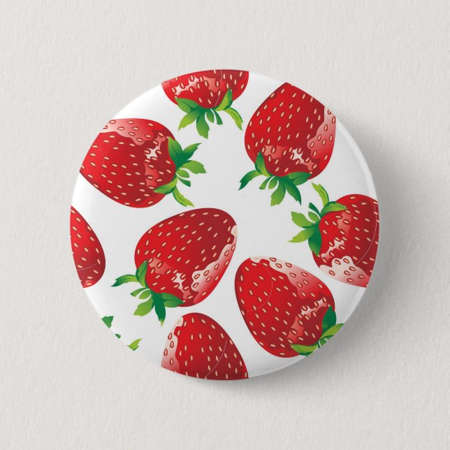 Strawberry pattern 6 cm round badge (Front)