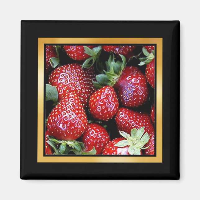 Strawberry Pattern Artwork or Photo Magnet (Front)