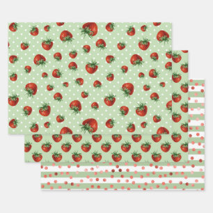 Strawberry Pattern Baby Shower  Wrapping Paper Sheet
