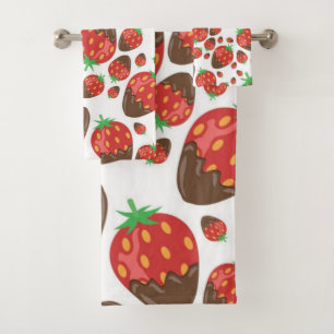Strawberry pattern bath towel set