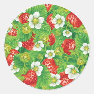 Strawberry pattern classic round sticker