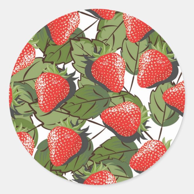 Strawberry pattern classic round sticker (Front)