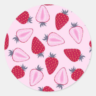 Strawberry pattern classic round sticker