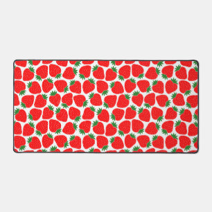 Strawberry Pattern Cute Festive Red Desk Mat