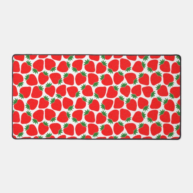 Strawberry Pattern Cute Festive Red Desk Mat (Front)