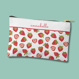 Strawberry pattern first name accessory pouch