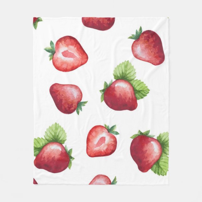 Strawberry pattern fleece blanket (Front)