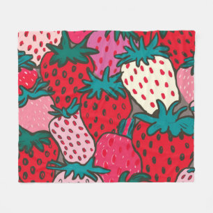 Strawberry Pattern Fleece Blanket