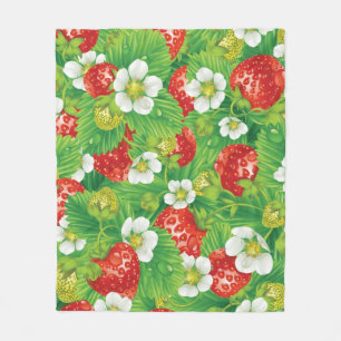 Strawberry pattern fleece blanket