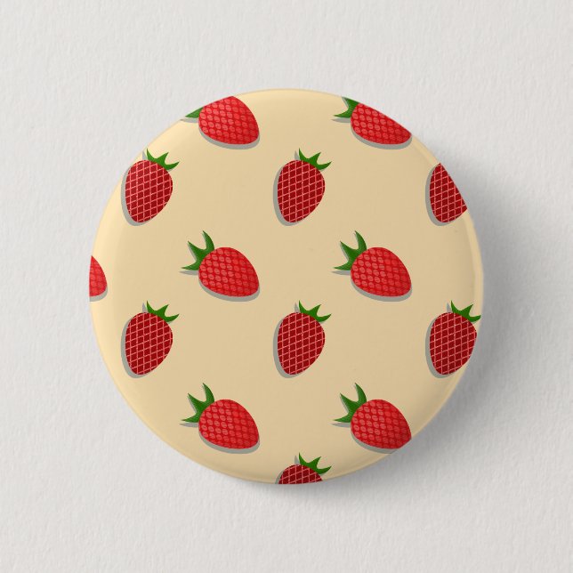 Strawberry pattern for fruit summertime good vibes 6 cm round badge (Front)