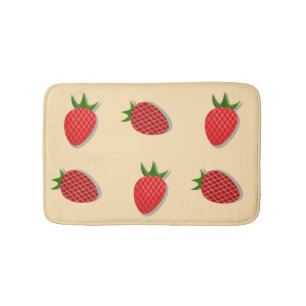 Strawberry pattern for fruit summertime good vibes bath mat