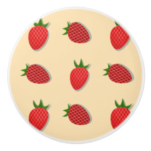 Strawberry pattern for fruit summertime good vibes ceramic knob