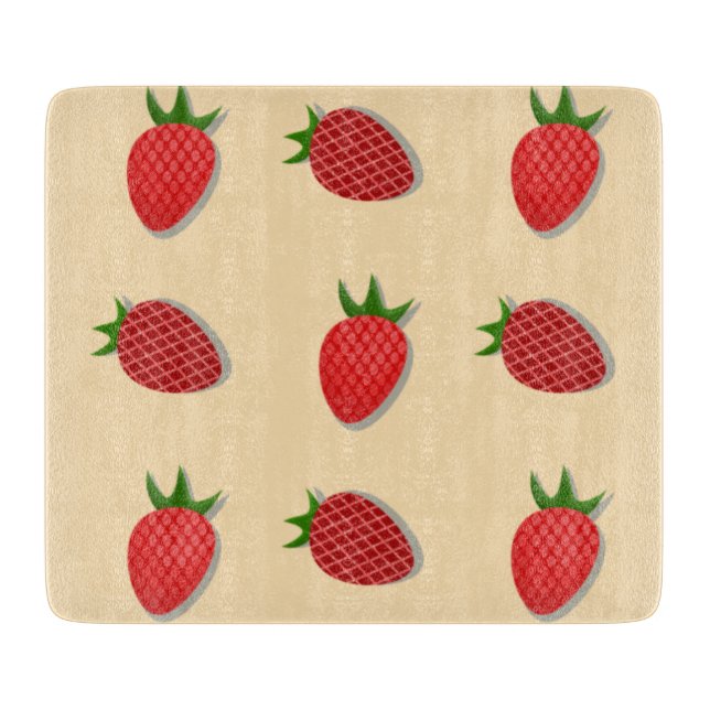 Strawberry pattern for fruit summertime good vibes cutting board (Front)