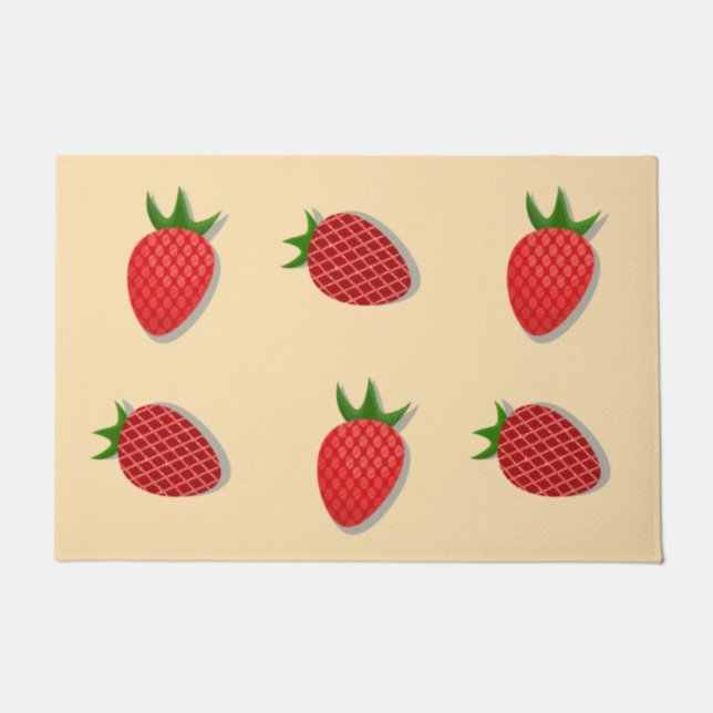 Strawberry pattern for fruit summertime good vibes doormat (Front)